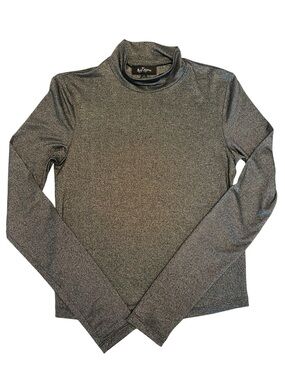 NeoDeco Stardust Fairycore Shimmery Metallic Mock Turtleneck Slim Fit Small EUC